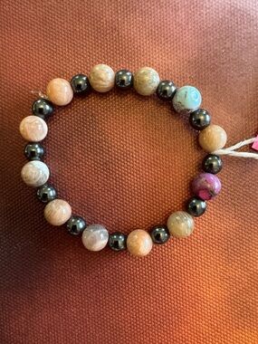 Rhodonite Bracelet with Hematite Accents